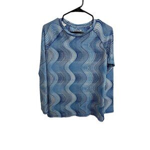 Reel Legends Womens Keep-It-Cool Long Sleeve Shirt M Blue Wave Print